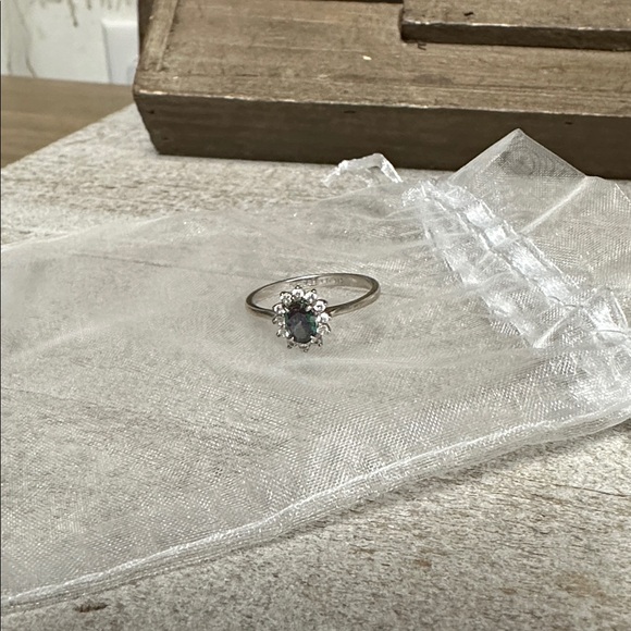 Bomb Party great shape size 11 mystic topaz green blue oval crystal 925 ring - Picture 4 of 4